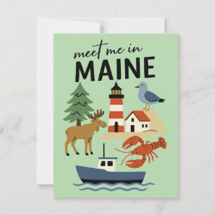 Möt mig i Maine Kustnära New England Retro Vykort