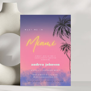 Möt mig i Miami Neon Hen Möhippa Inbjudningar