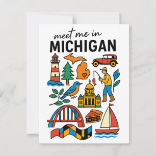 Möt mig i Michigan Lighthouse Cherry Pie Bil Vykort