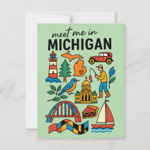 Möt mig i Michigan Lighthouse Cherry Pie Retro Vykort