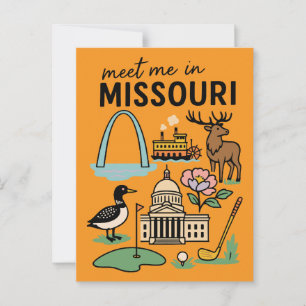 Möt mig i Missouri St. Louis Kansas City Retro Vykort