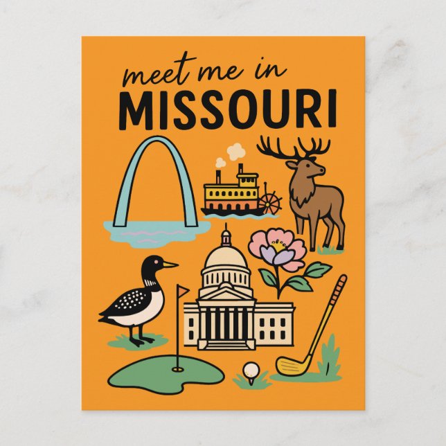 Möt mig i Missouri St. Louis Kansas City Retro Vykort (Framsida)