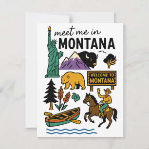 Möt mig i Montana Wildlife & Cowboy State Resor Vykort