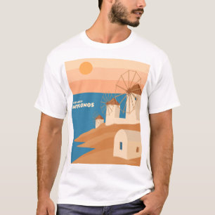 Möt mig i Mykonos: Minimalistiska grekiska vindkra T Shirt