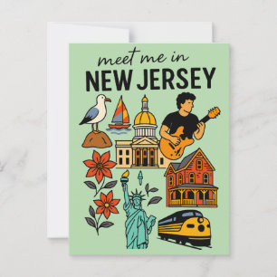 Möt mig i New Jersey Shore Landmarks Retro Vykort