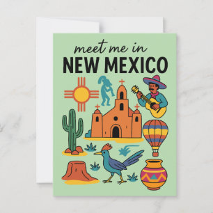 Möt mig i New Mexico Southwest Retro Vykort