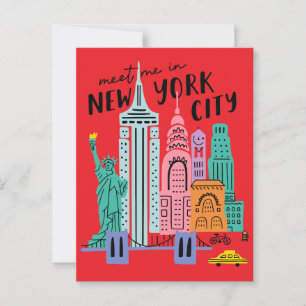 Möt mig i New York City Skyline Landmarks Reto Vykort