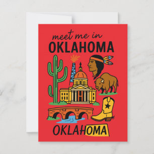 Möt mig i Oklahoma Retro Native American Cowboy Vykort