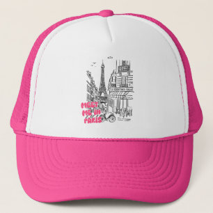 Möt mig i Paris – Söt rosa font & Eiffeltornet Keps