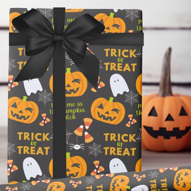 Möt mig i Pumpkin Patch Roligt Halloween Presentpapper (Meet Me In The Pumpkin Patch Fun Halloween Wrapping Paper)