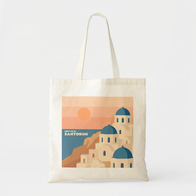 Möt mig i Santorini: Minimalistiska grekiska kyrko Tygkasse (Framsidan)