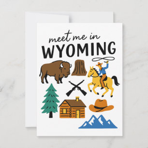 Möt Mig I Wyoming Cowboy Bison Devils Tower Vykort