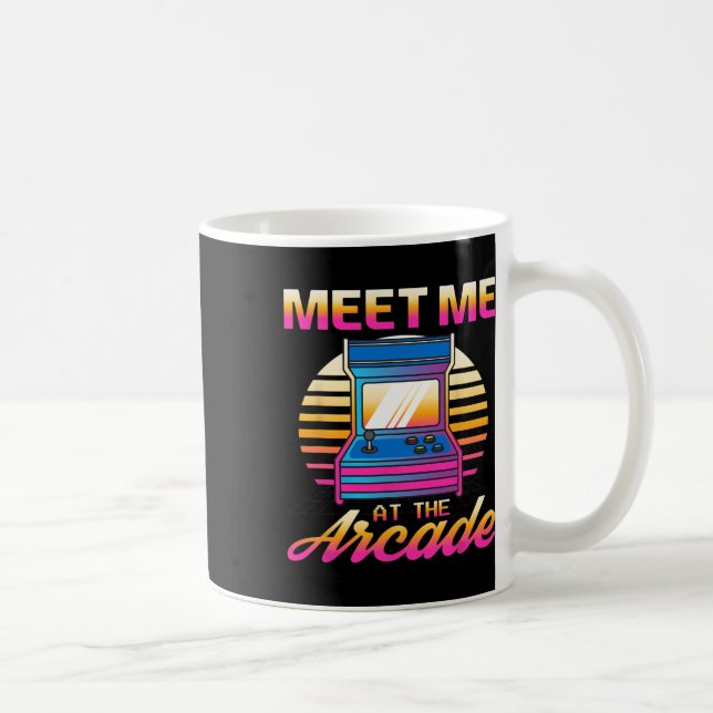 Möt mig på Arcade Gamer Vaporwave Retro Video Kaffemugg (Höger)