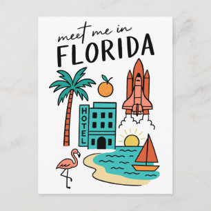 Möt mig på Floridas strand semester Miami Flamingo Vykort