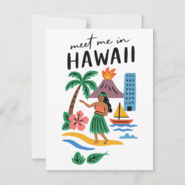 Möt mig på Hawaii Tropisk Hula-dansare Strand Vykort