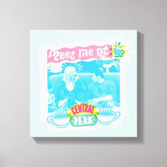 Möt mig på Neon-grafik med central profil Canvastryck (Framsida)