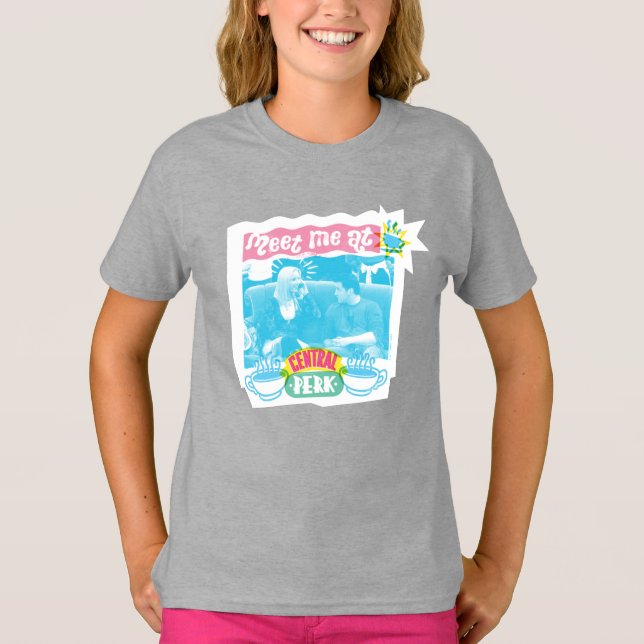 Möt mig på Neon-grafik med central profil T Shirt (Framsida)