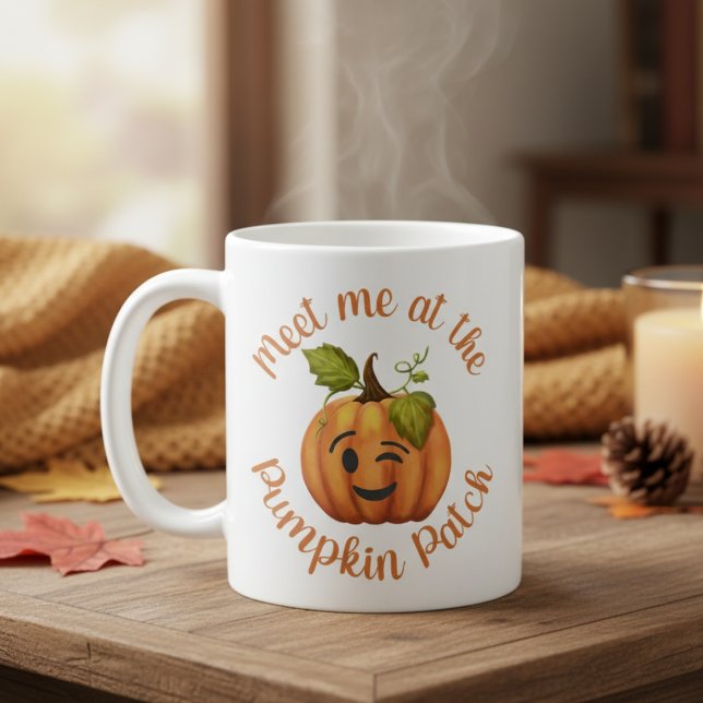 Möt mig på Pumpkin Patch Fall Winking Pumpkin Kaffemugg (Meet Me At The Pumpkin Patch Fall Winking Pumpkin Coffee Mug)