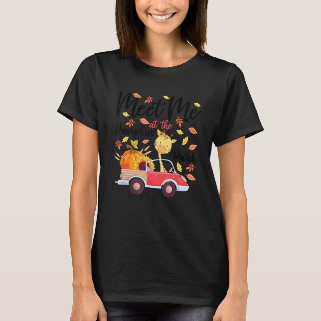 Möt mig på Pumpkin Patch Giraffe Pumpkins Kid T Shirt (Framsida)
