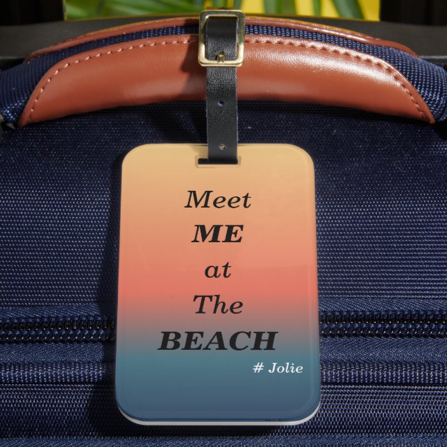 Möt mig på stranden sommar strand soluppgång färg bagagebricka (Framsida Insitu 2)