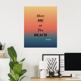 Möt mig på stranden sommarstrand soluppgångsfärg poster