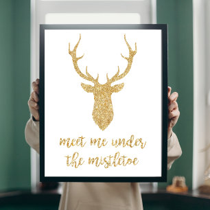 Möt mig under mistletoe-Guld-julen Hjort Poster