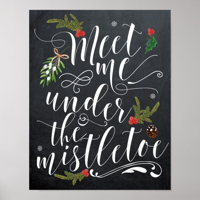 Möt mig under Mistletoe helgdag julafton-utskrifte Poster (Framsidan)