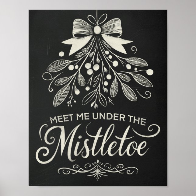 Möt mig under Mistletoe Julschalkboard Poster (Framsidan)