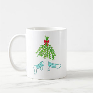 Möt mig under Mistletoe med Ansikte Mask Kaffemugg