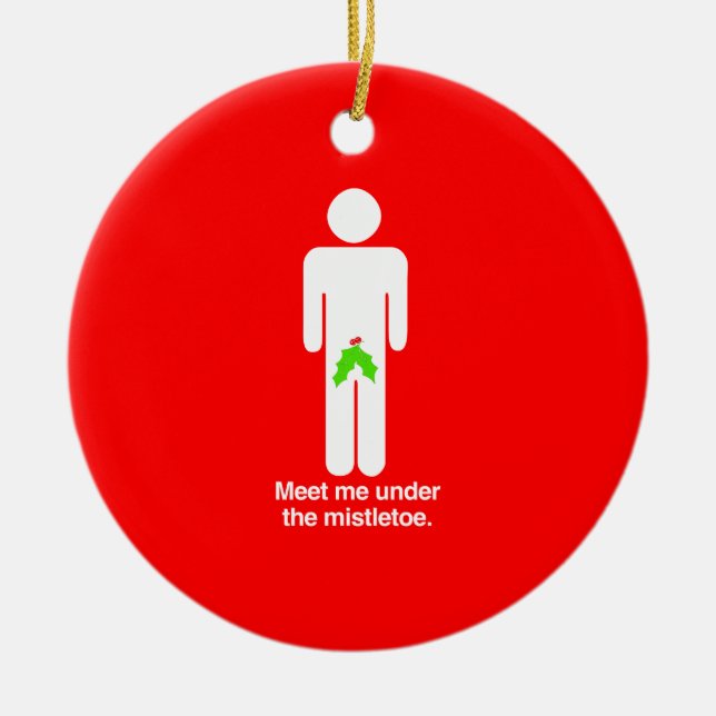 MÖT MIG UNDER MISTLETOEGRABBEN - .PNG JULGRANSPRYDNAD KERAMIK (Framsidan)