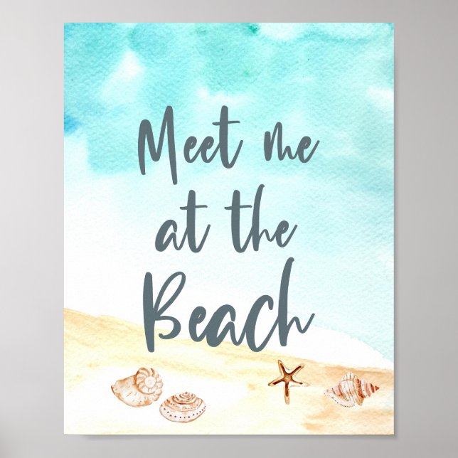 Möt mig vid Beach Coastal Seashells Art Poster (Framsidan)