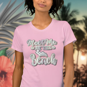 Möt mig vid Beach Colorful Text T Shirt