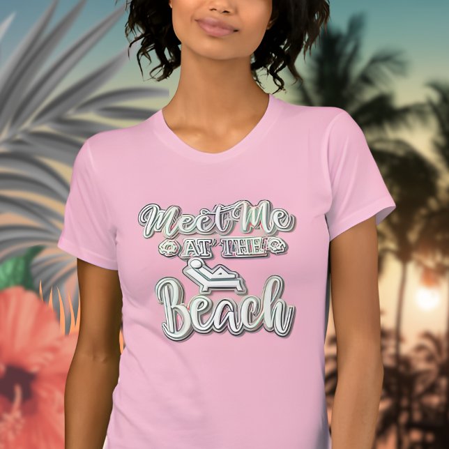 Möt mig vid Beach Colorful Text T Shirt (Skapare uppladdad)