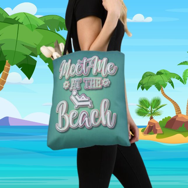 Möt mig vid Beach Colorful Text Tygkasse (Skapare uppladdad)