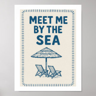Möt mig vid havet Retro typografi Beach Lounge Poster