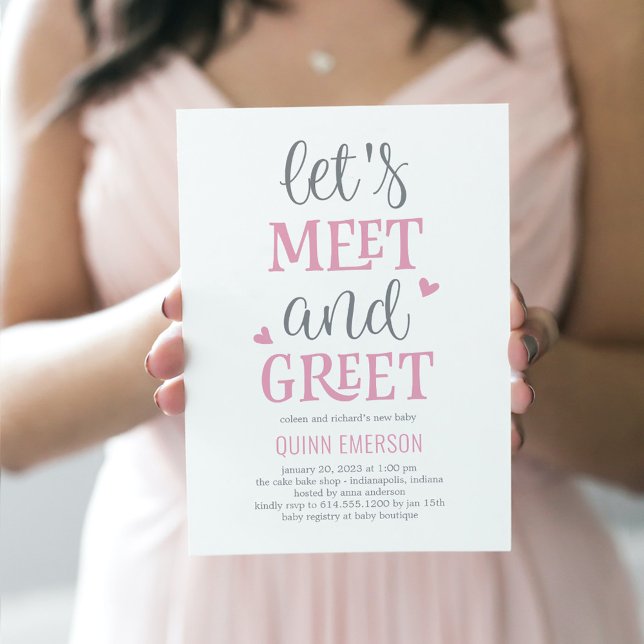Möt och Greet Girl Baby Shower-inbjudan Julkort (Skapare uppladdad)