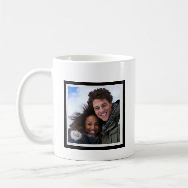 Möt Onlinen Anpassad med Photo och Namn Kaffemugg (Vänster)