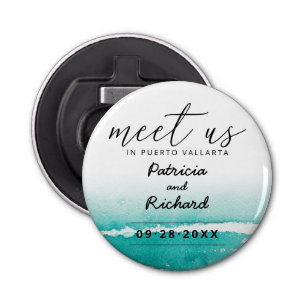 Möt oss i målbröllop klockan Spara datumet Flasköppnare