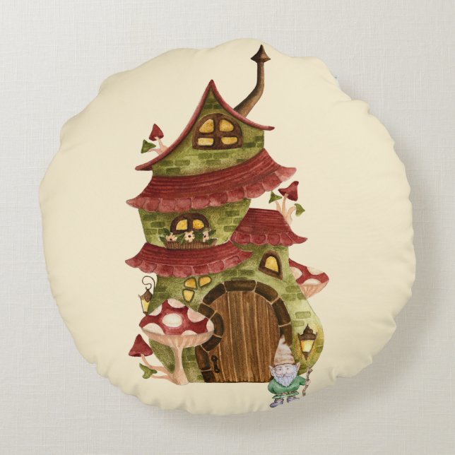 Möt Thistle Toadstool! Rund Kudde (Baksidan)