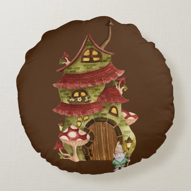 Möt Thistle Toadstool! Rund Kudde (Baksidan)