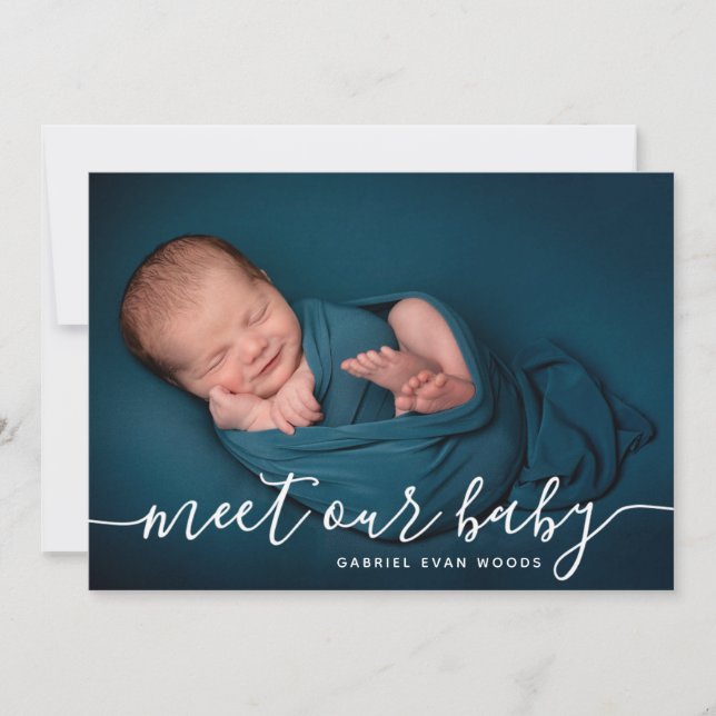 Möt vår baby  Fotokollage Modern födelse Meddelande (Framsida)