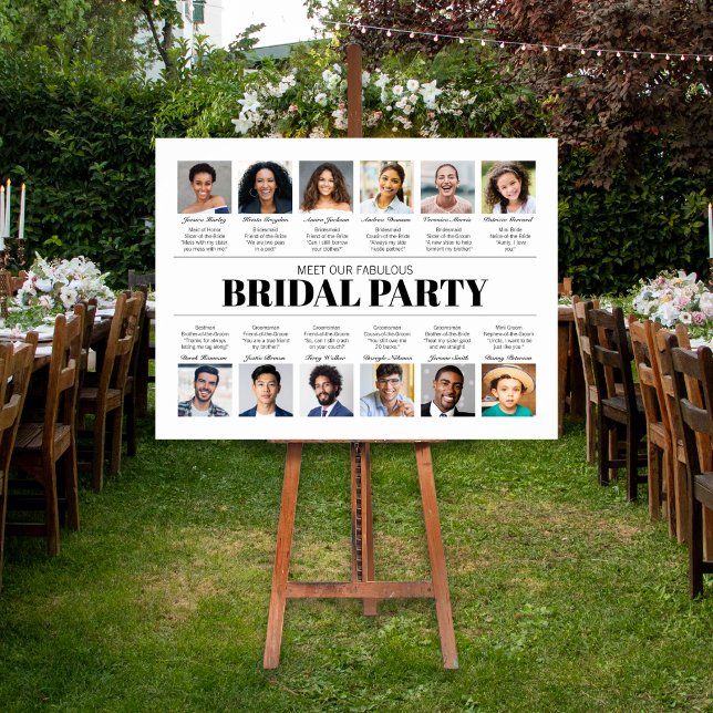 Möt vår bröllopsfestskylt poster (Bridal Party Wedding Sign)