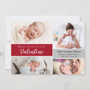 Möt vår lilla Valentine Pojke-foto Birth Tack Kort