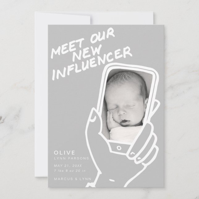 Möt vår nye Influencer Baby-kungörelse Inbjudningar (Framsida)
