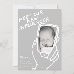 Möt vår nye Influencer Baby-kungörelse Inbjudningar