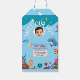 Möt vår pojke baby shower-inbjudan-Under havet Presentetikett