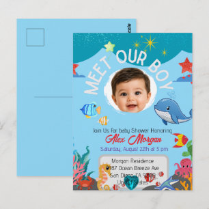 Möt vår pojke baby shower-inbjudan-Under havet Vykort