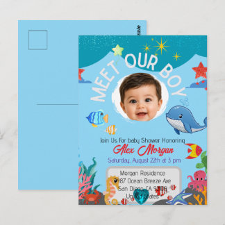Möt vår pojke baby shower-inbjudan-Under havet Vykort