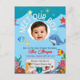 Möt vår pojke baby shower-inbjudan-Under havet Vykort
