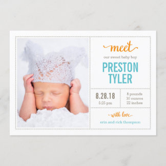 MÖTA HIM Modern Tillkännagivande för födelse Meddelande